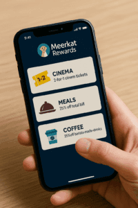 Checking the Meerkat Rewards app before activating a cinema and meal offer