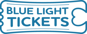 Blue Light Tickets logo with a blue and white design featuring the Blue Light Card logo.