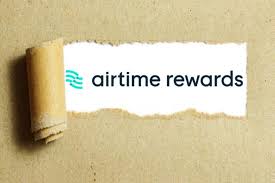 Airtime Rewards logo revealed through torn paper on cardboard background