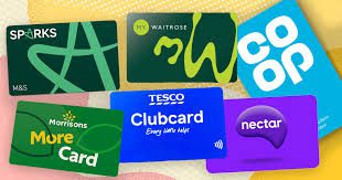 UK supermarket loyalty cards including Tesco Clubcard, Nectar, and Co-op