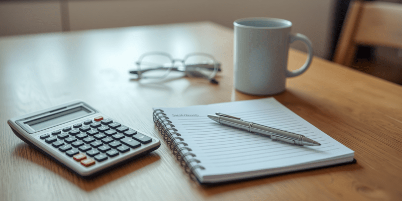 No-spend month budget planning with notebook, calculator, and spending notes