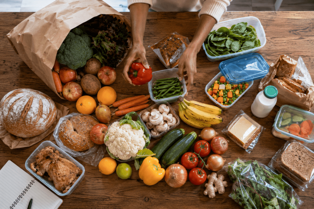 Sorting surplus groceries from food waste saving apps at home