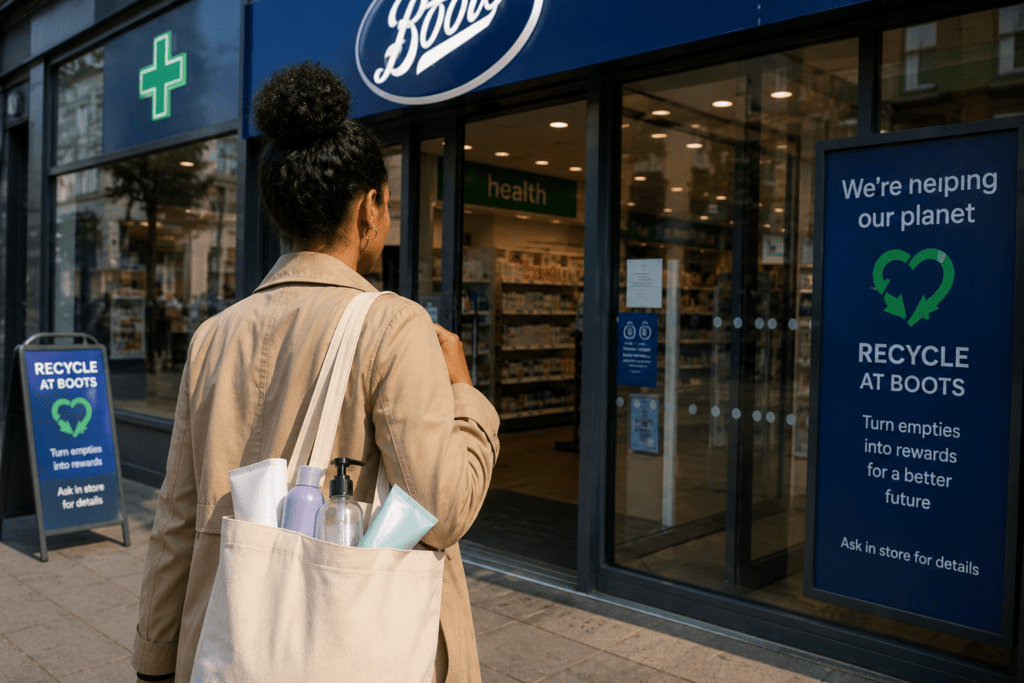 Taking empty products to use the Boots recycling scheme