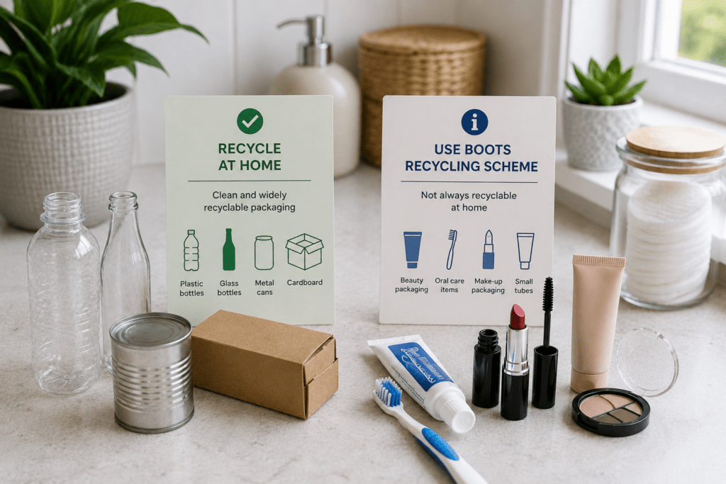 Boots recycling scheme compared with everyday household recycling