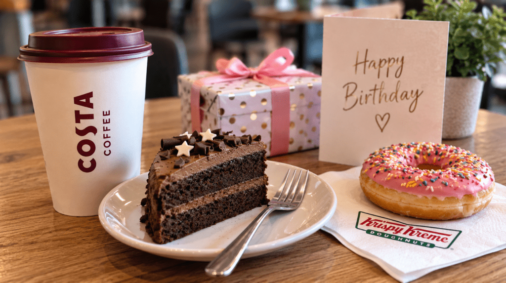 UK birthday freebies 2026 with free coffee, cake and doughnut birthday treats