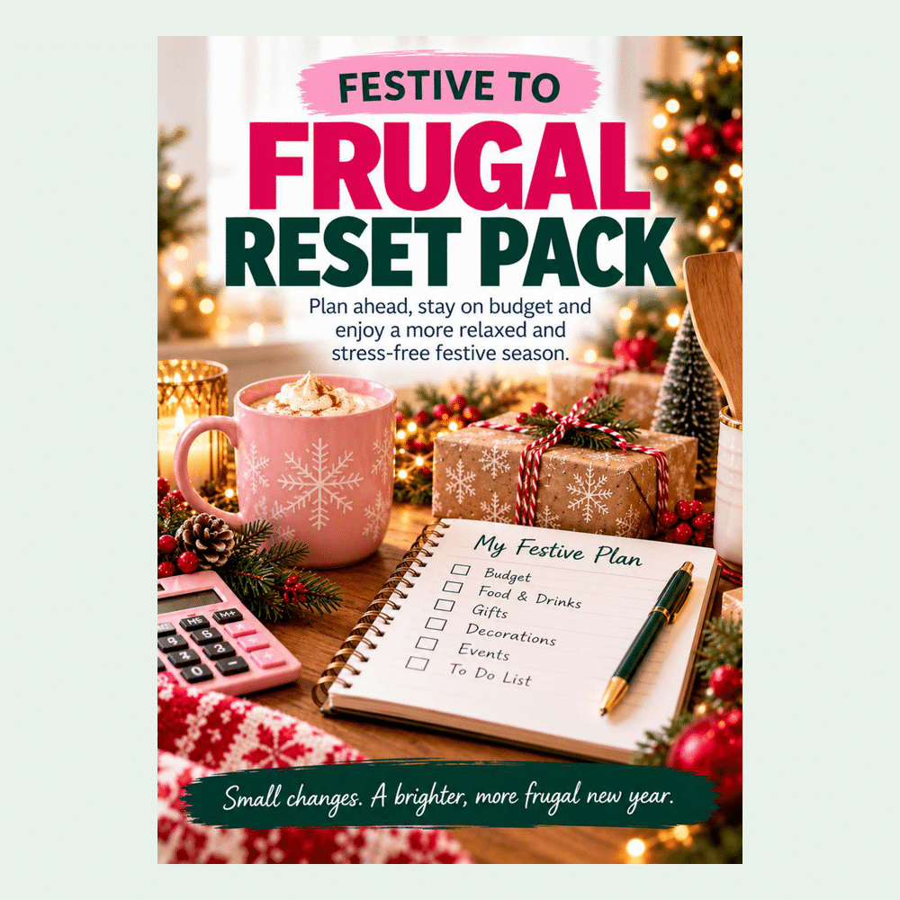 Festive to Frugal Reset Pack free printable planner to help you manage festive spending, reduce food waste and save money.